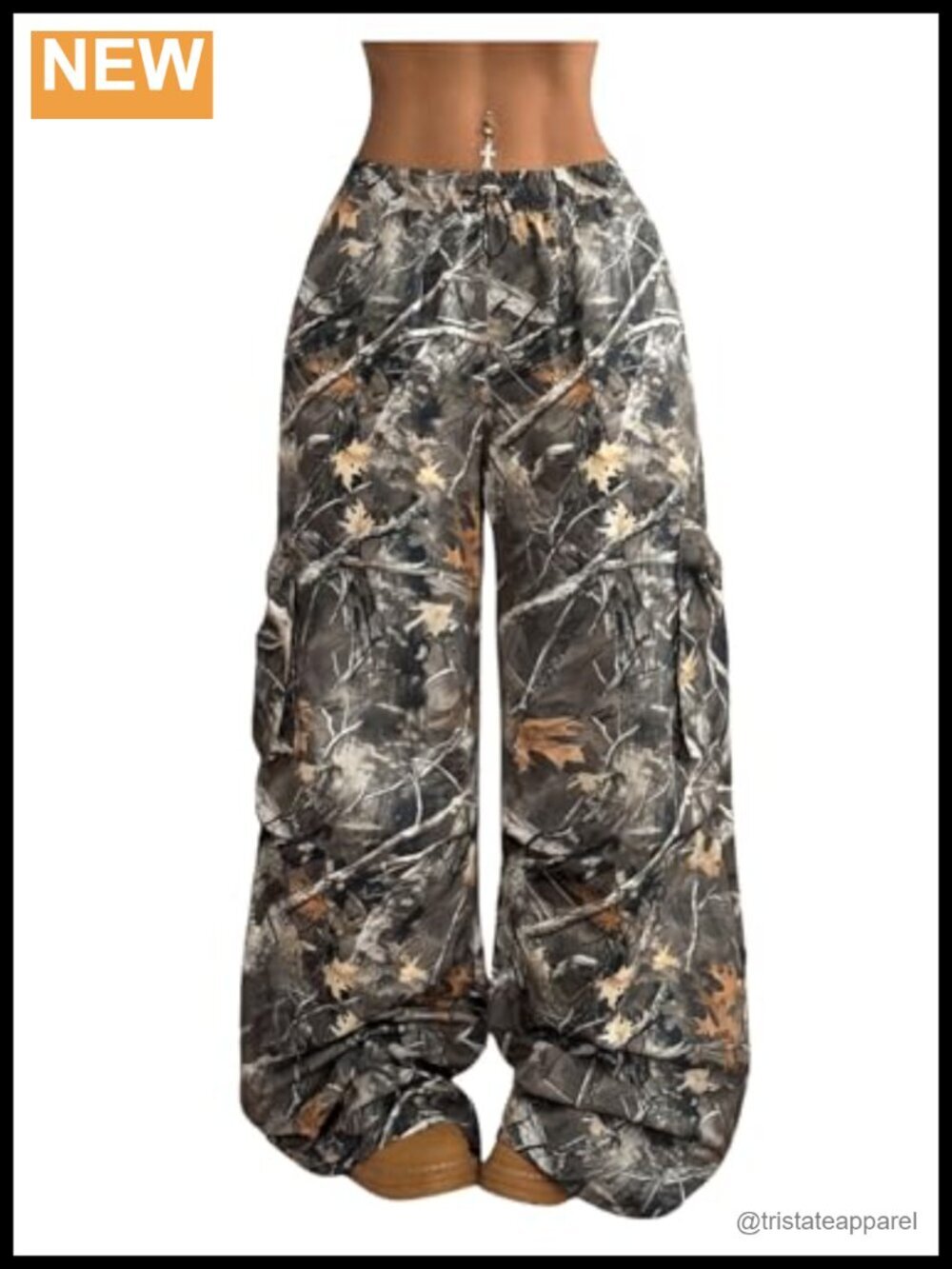 Y2K Camo Cargo Baggy Pants Drawstring Wide Leg Sweatpants